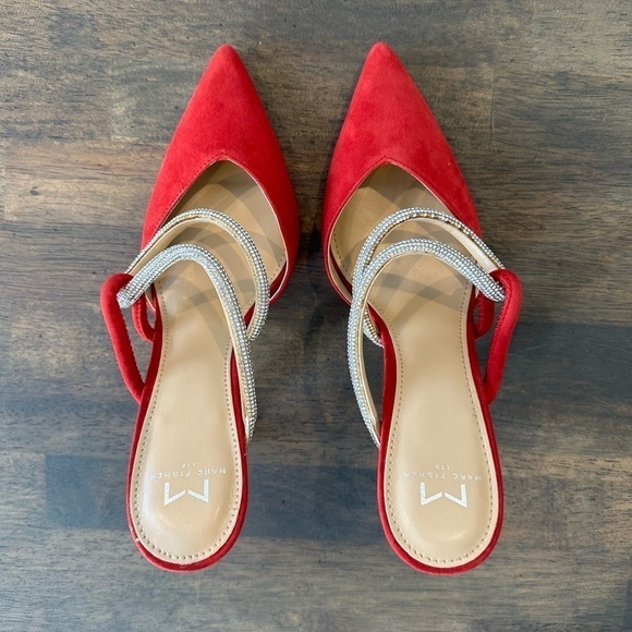 Marc Fisher Red Strappy Heels - Picture 2 of 7